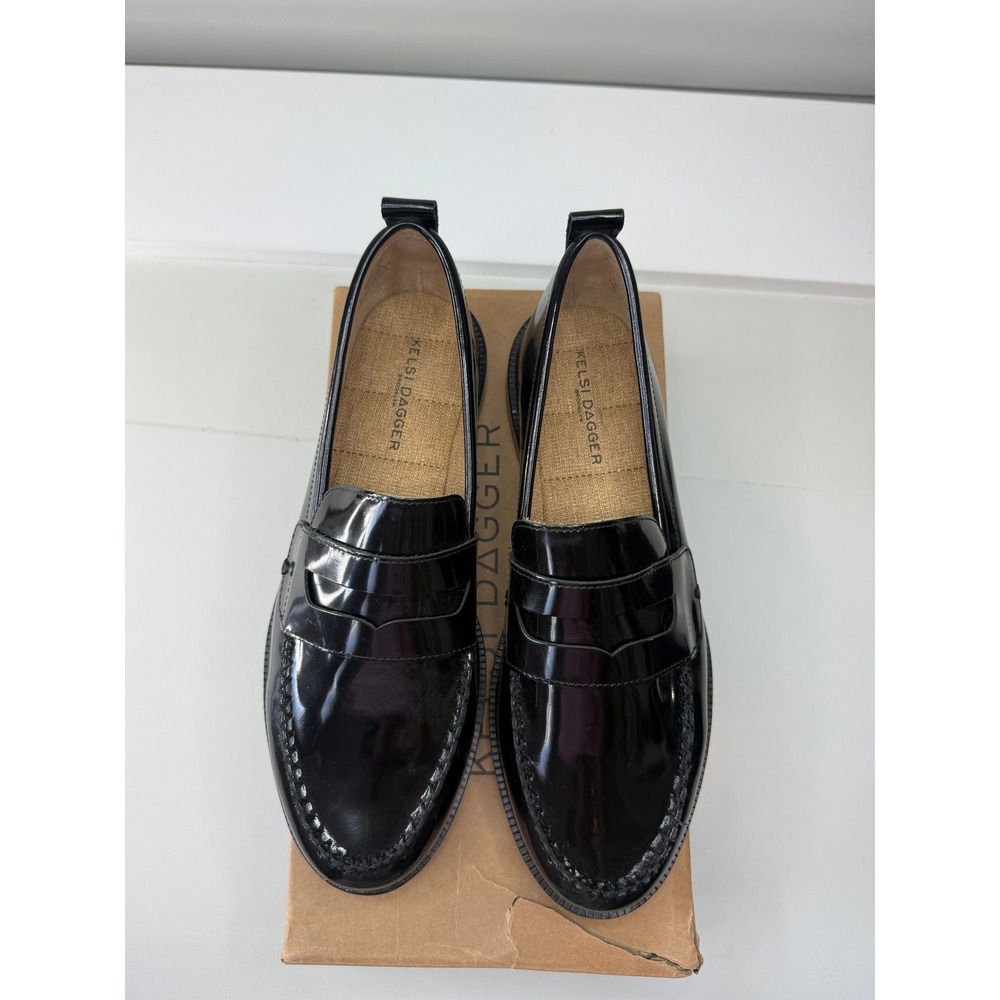 Kelsi Dagger Brooklyn Lenssb Patent Black Leather Penny Loafers Womens 9M NEW - Picture 3 of 8
